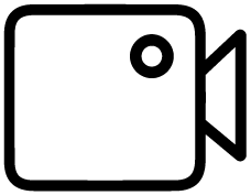 A black & white logo showing a video camera.